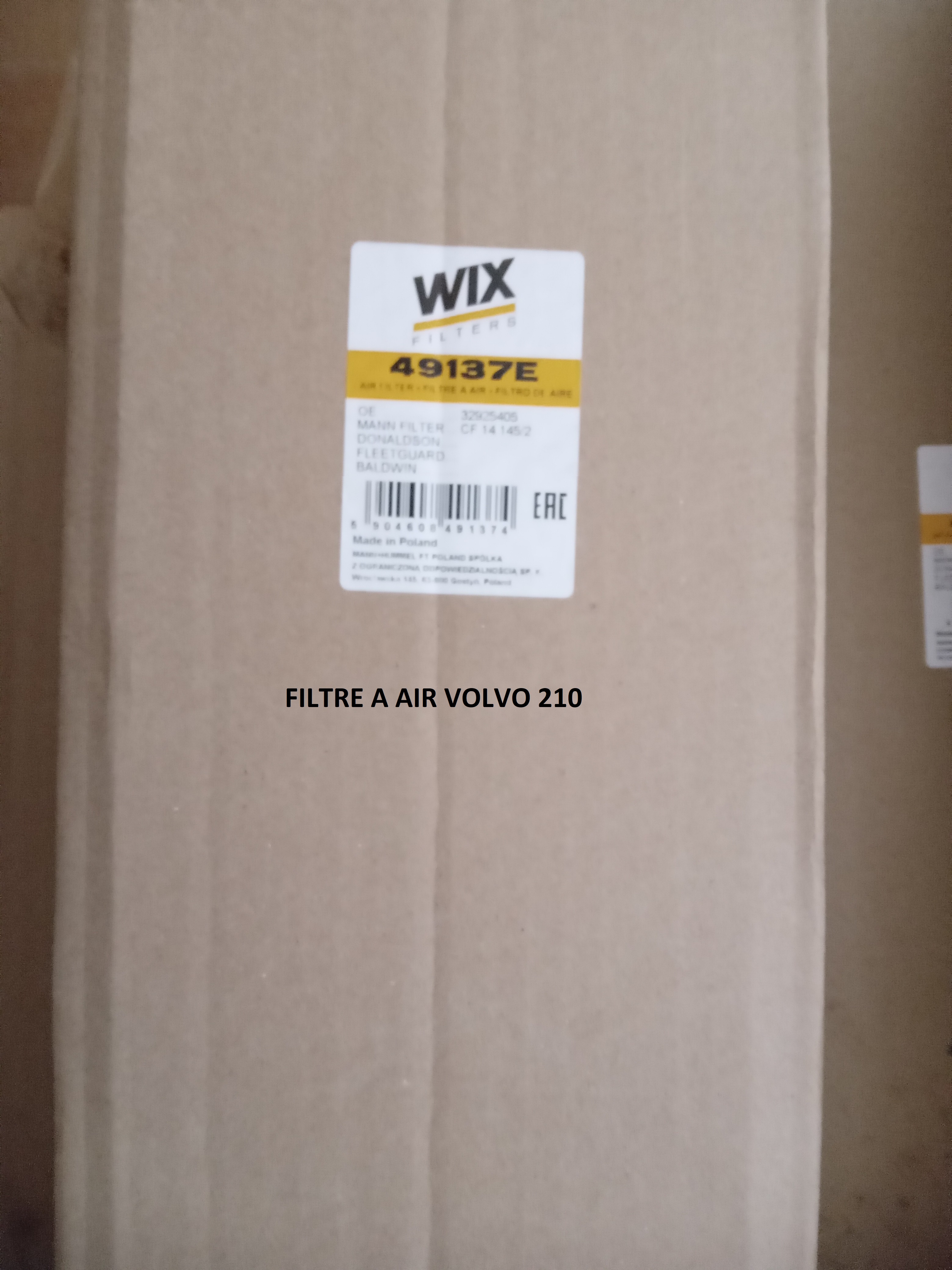 FILTRE A AIR VOLVO 210