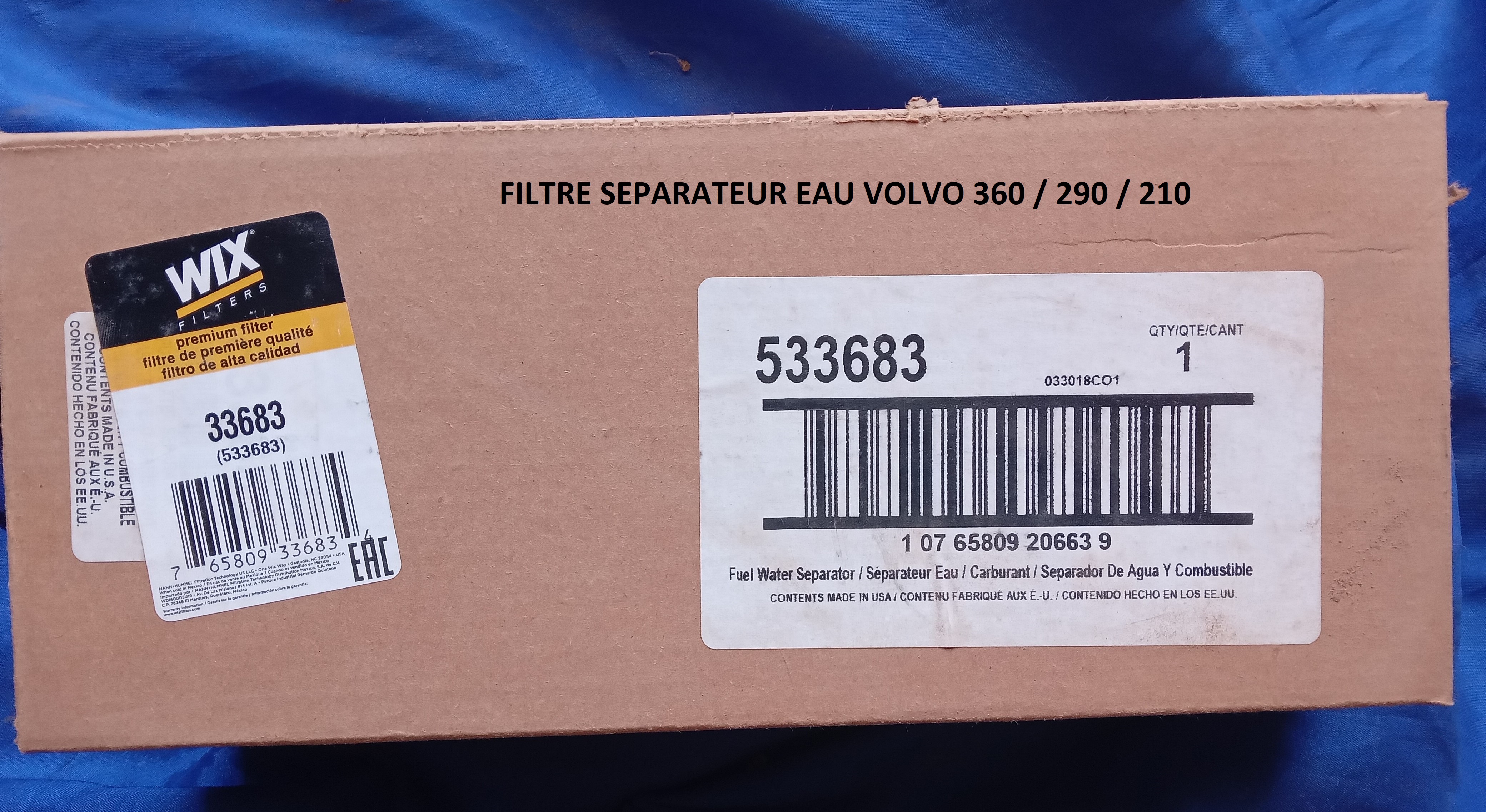 FILTRE SEPARATEUR EAU VOLVO 360/290/210