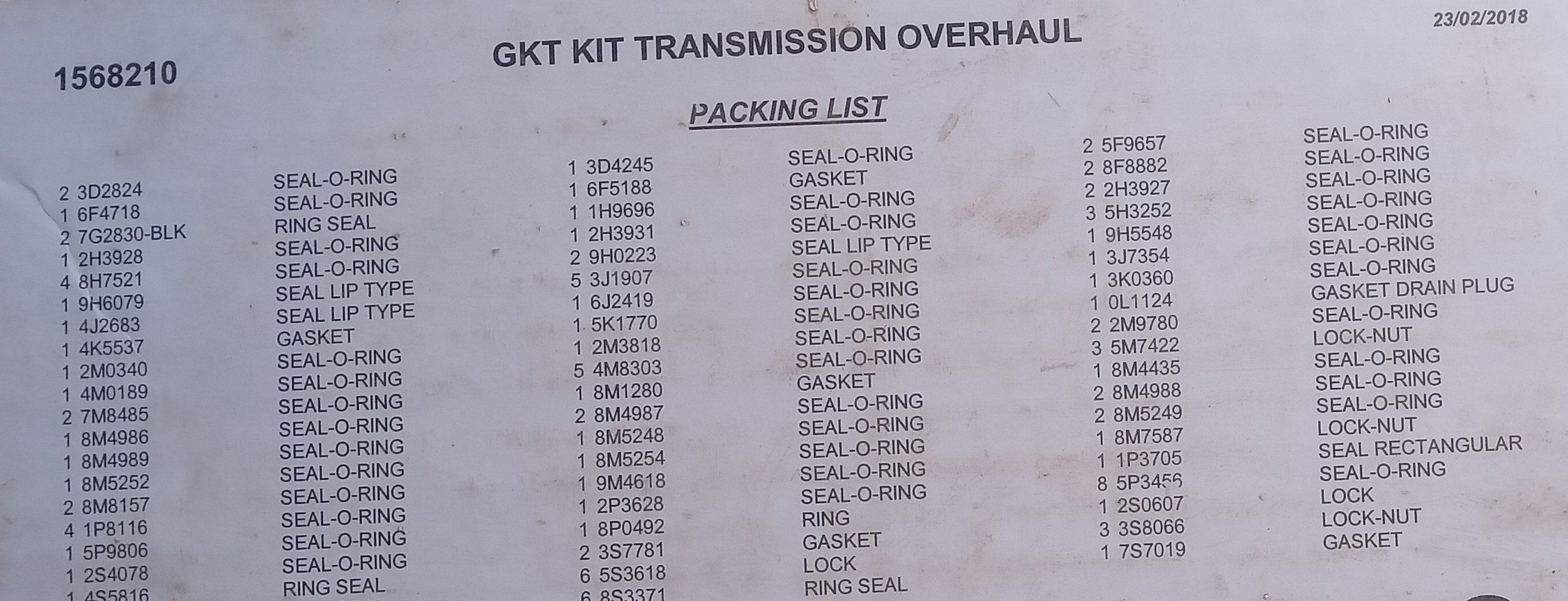 KIT JOINT POCHETTE BOITE 920