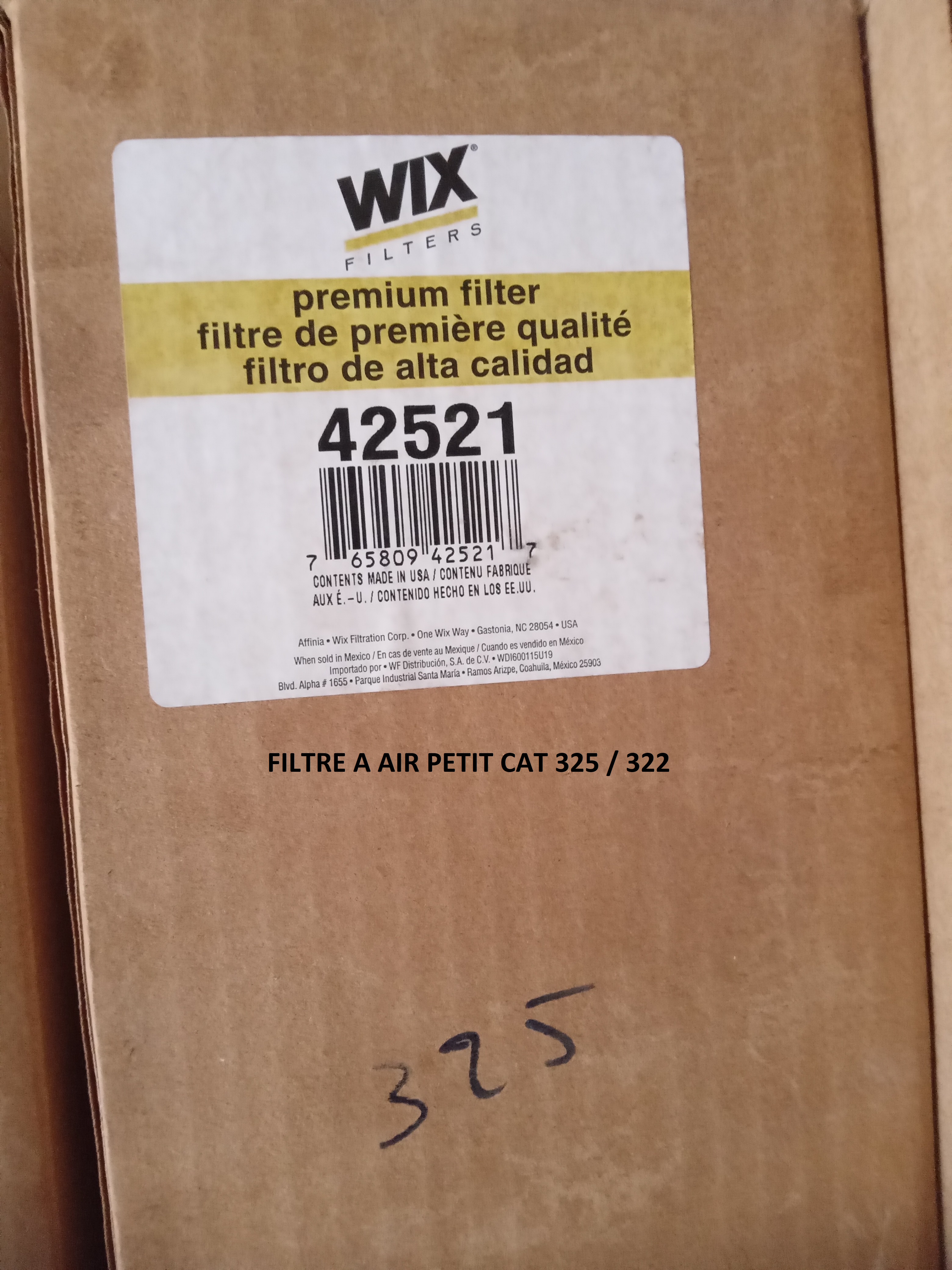 FILTRE A AIR  PETIT CAT 325/322 VIEX